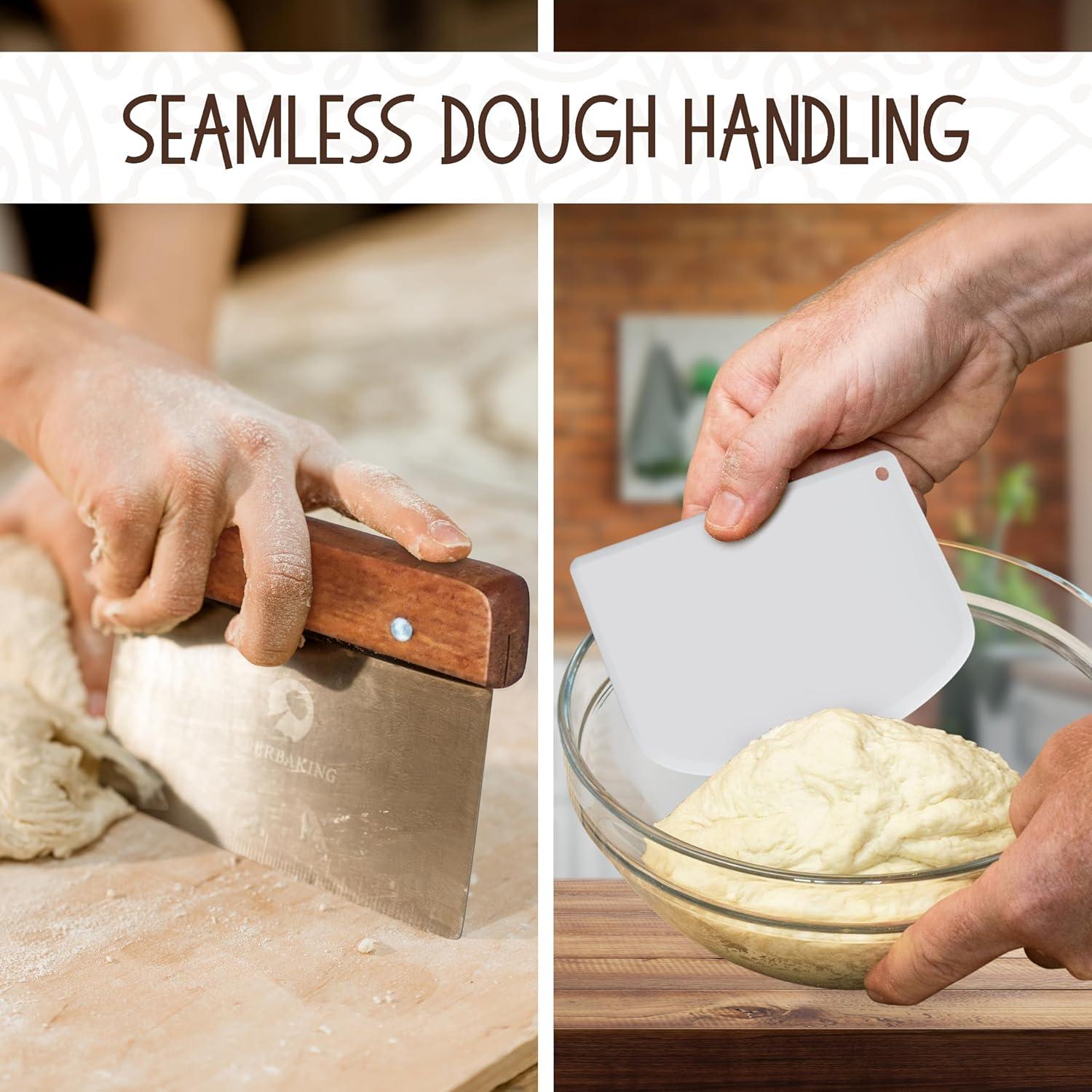 imageSuperbaking Banneton Bread Proofing Basket Sourdough Bread Baking Supplies Round 9 Inch Sourdough Starter Kit Proofing Basket for Baking Bread Making Supplies Tools Banneton Basket Gift SetRound Gift Set