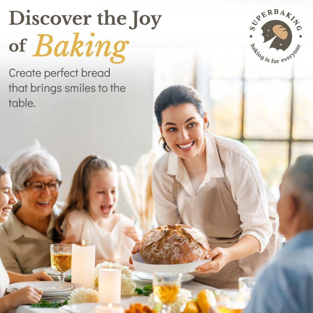 imageSuperbaking Banneton Bread Proofing Basket Sourdough Bread Baking Supplies Round 9 Inch Sourdough Starter Kit Proofing Basket for Baking Bread Making Supplies Tools Banneton Basket Gift SetRound