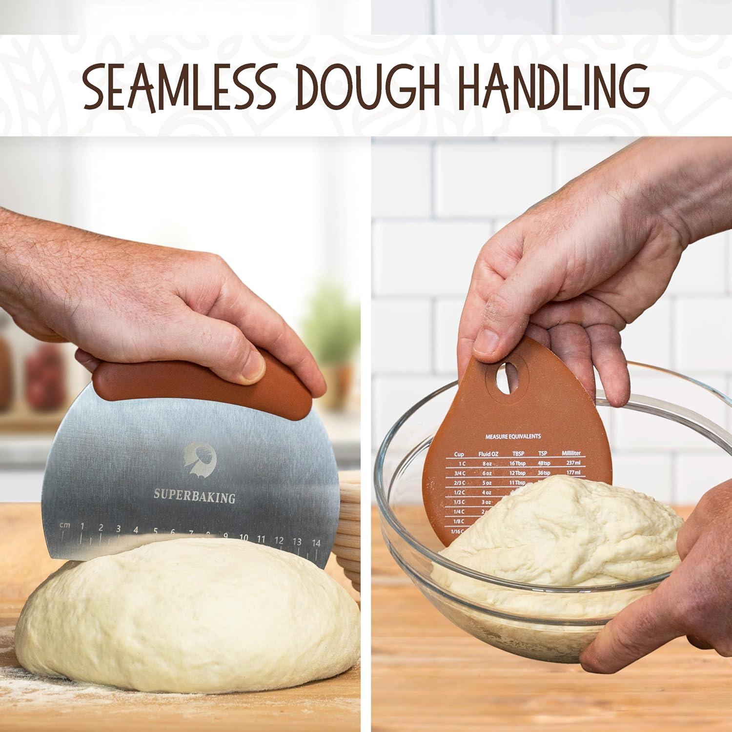 imageSuperbaking Banneton Bread Proofing Basket Sourdough Bread Baking Supplies Round 9 Inch Sourdough Starter Kit Proofing Basket for Baking Bread Making Supplies Tools Banneton Basket Gift SetRoundOval Gift Set