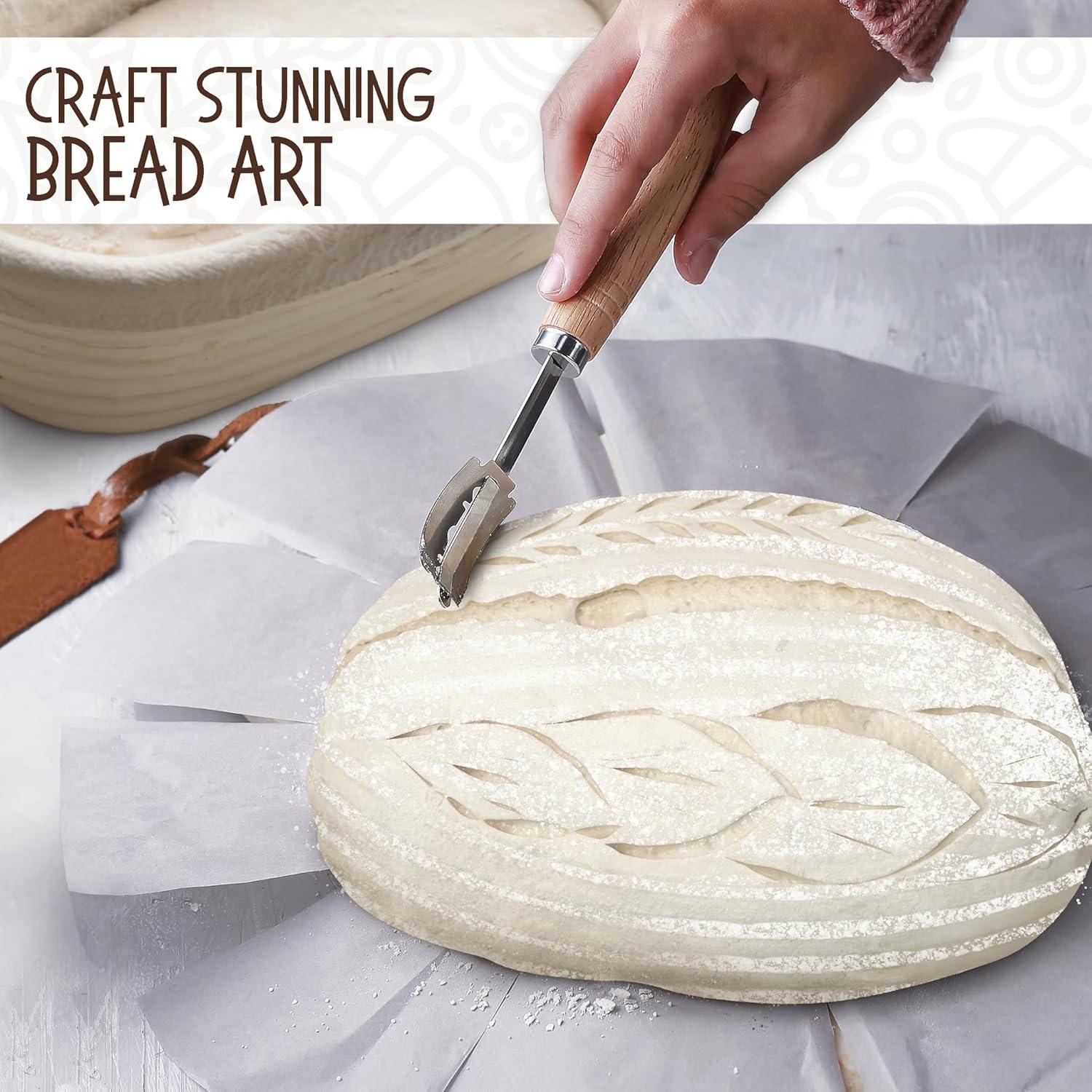 imageSuperbaking Banneton Bread Proofing Basket Sourdough Bread Baking Supplies Round 9 Inch Sourdough Starter Kit Proofing Basket for Baking Bread Making Supplies Tools Banneton Basket Gift SetOval Gift Set