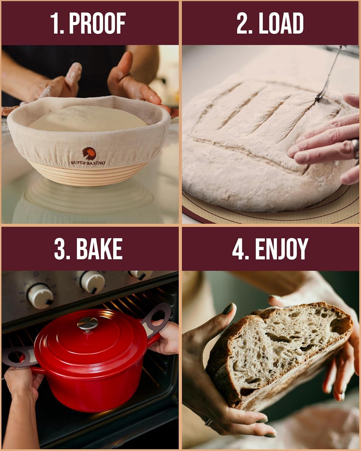 imageSuperbaking Silicone Bread Sling 2 Pcs  9in Round ampamp Oval 482F Heat Resistant Dough Lifter NonStick Dutch Oven Liners Long Handles Reusable Sourdough Bread Baking Supplies Sourdough GiftsRound Pack Of 2