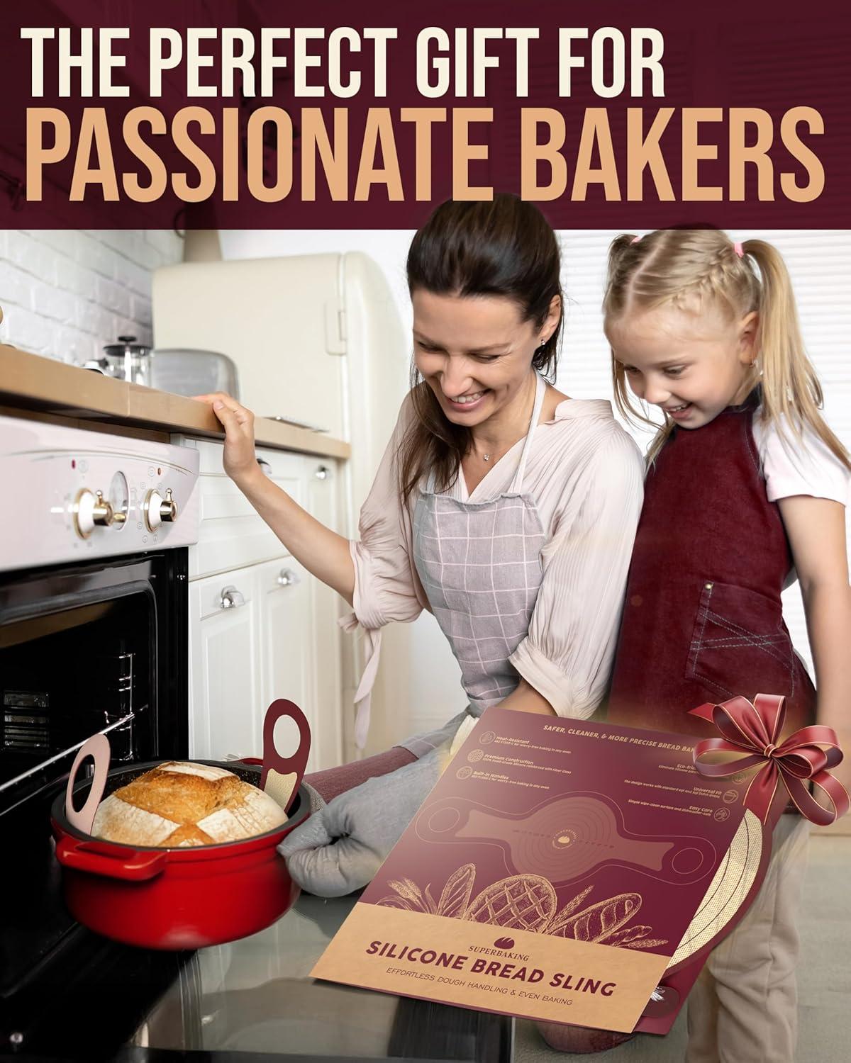 imageSuperbaking Silicone Bread Sling 2 Pcs  9in Round ampamp Oval 482F Heat Resistant Dough Lifter NonStick Dutch Oven Liners Long Handles Reusable Sourdough Bread Baking Supplies Sourdough GiftsRound Pack Of 2