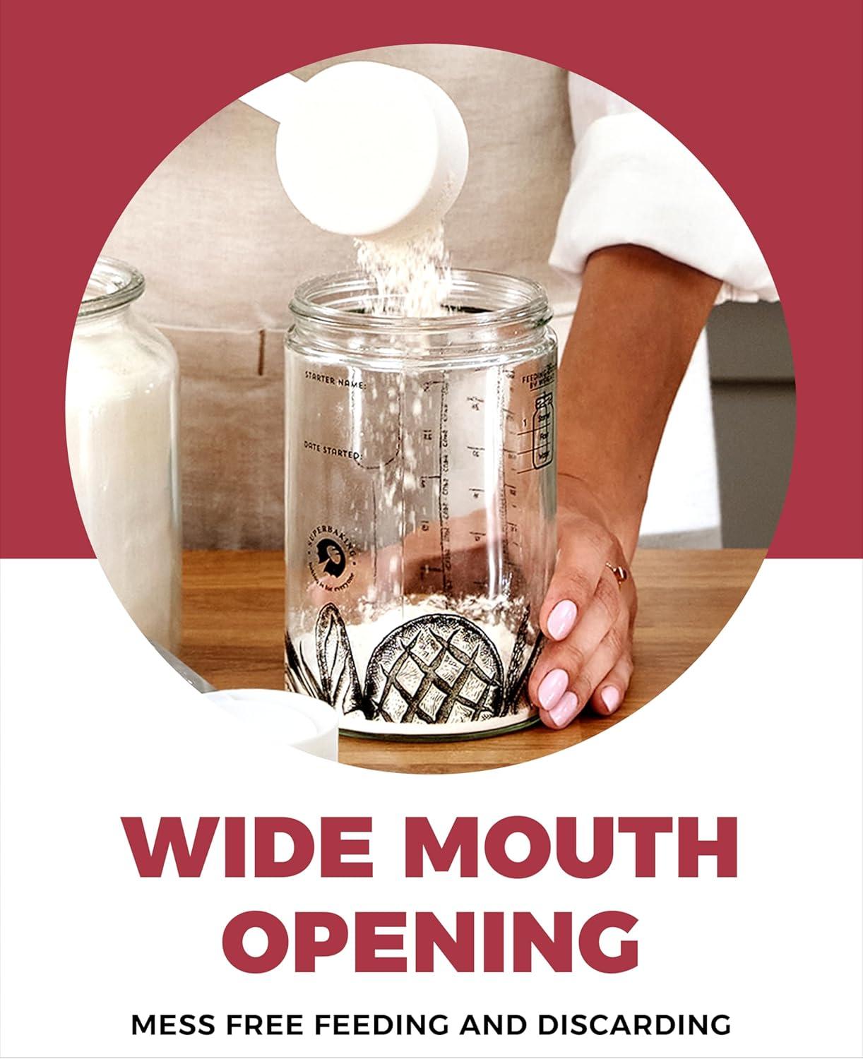 imageSuperbaking Sourdough Starter Jar Beginner Sourdough Starter Kit 34oz Wide Mouth Sour Dough Glass Jar with Guides ampamp Recipes Sourdough Bread Baking Supplies Sourdough Container Crock