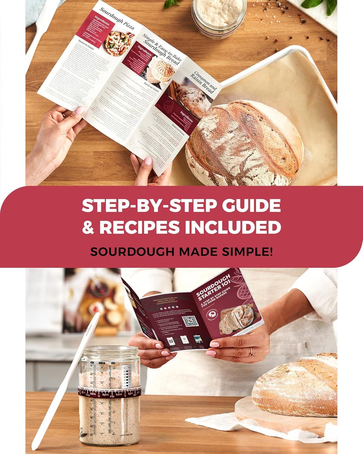imageSuperbaking Sourdough Starter Jar Beginner Sourdough Starter Kit 34oz Wide Mouth Sour Dough Glass Jar with Guides ampamp Recipes Sourdough Bread Baking Supplies Sourdough Container Crock