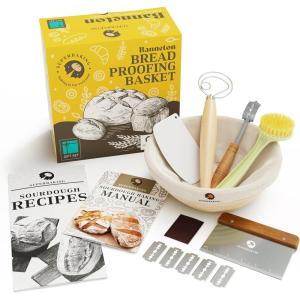 imageSuperbaking Banneton Bread Proofing Basket Sourdough Bread Baking Supplies Round 9 Inch Sourdough Starter Kit Proofing Basket for Baking Bread Making Supplies Tools Banneton Basket Gift SetRound Gift Set