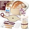 imageSuperbaking Sourdough Starter Kit 9quot SplinterFree Banneton Bread Proofing Basket Set with NonStick Silicone Dough Sling ampamp Glass Starter Jar Kit Sourdough Bread Baking Supplies Sourdough ToolsRound Banneton  Starter Jar  Bread Sling