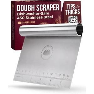 imageSuperbaking Dough Scraper  6quot Stainless Steel Bench Scraper  Dough Cutter with Ruler  Pastry ampamp Cake Scraper  Kitchen Tools Sourdough Baking Supplies  Bread Making Tools ampamp Accessories for BakersStainless Steel Grip